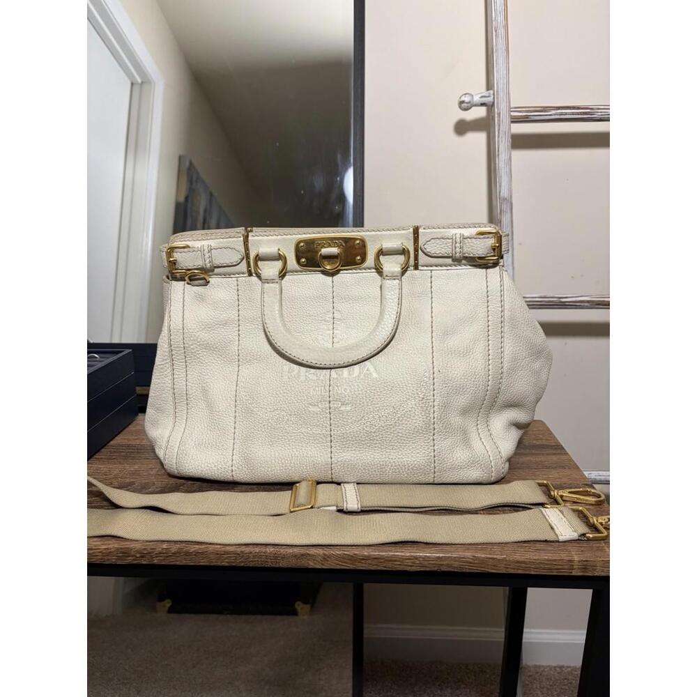 Prada Vitello Daino Bauletto Leather Shoulder Doctor Handbag